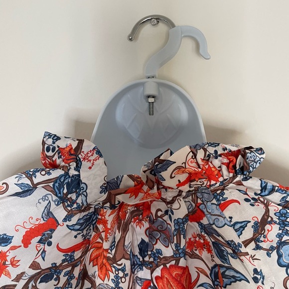 NWT Chloe Kristyn Floral Print Satin Ruffle Collar Blouse Medium - Picture 5 of 9